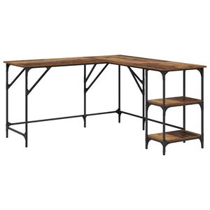 vidaXL Bureau Bois Ancien 139 x 139 x 75 cm Bois d'ing&eacute;nierie