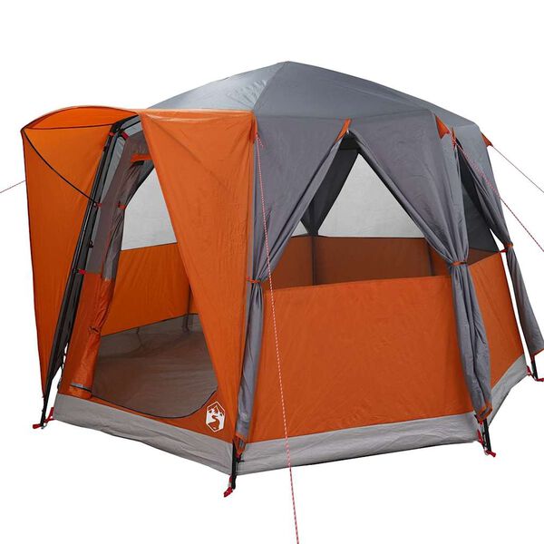 vidaXL Tente Cabane avec toit Gris et orange 320 x 320 x 203 cm