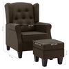 vidaXL Fauteuil avec repose-pied Marron Tissu