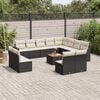 vidaXL Salon de jardin avec coussins 13 pcs noir r&eacute;sine tress&eacute;e