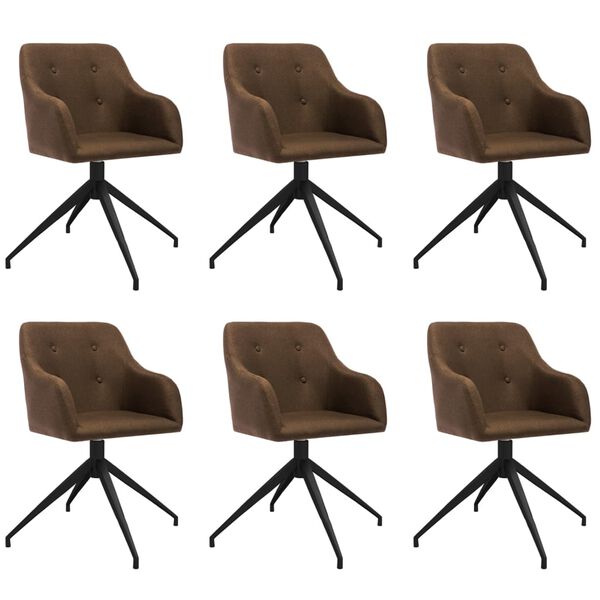 vidaXL Chaises pivotantes &agrave; manger lot de 6 marron tissu
