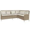 vidaXL Canap&eacute; de jardin avec coussins forme de L beige r&eacute;sine tress&eacute;e
