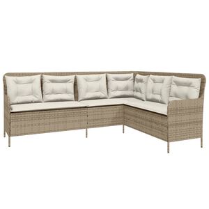 vidaXL Canap&eacute; de jardin avec coussins forme de L beige r&eacute;sine tress&eacute;e