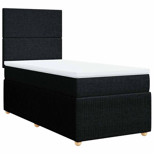 vidaXL Sommier &agrave; lattes de lit avec matelas Noir 90x200 cm Tissu