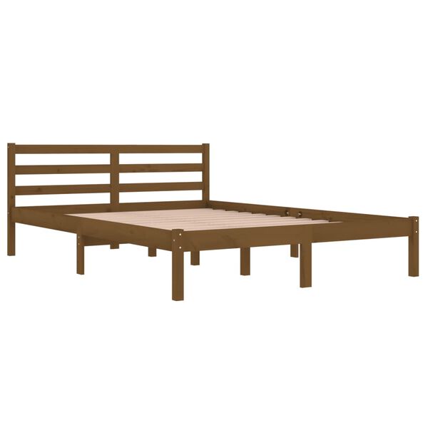 vidaXL Cadre de lit Bois de pin massif 140x200 cm Marron miel