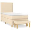 vidaXL Sommier &agrave; lattes de lit avec matelas Cr&egrave;me 90x200 cm Tissu