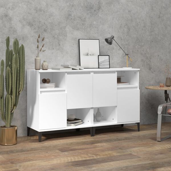 vidaXL Buffets 2 pcs blanc 60x35x70 cm bois d'ing&eacute;nierie