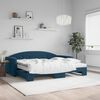 vidaXL Lit de jour avec lit gigogne et matelas bleu 90x200 cm velours