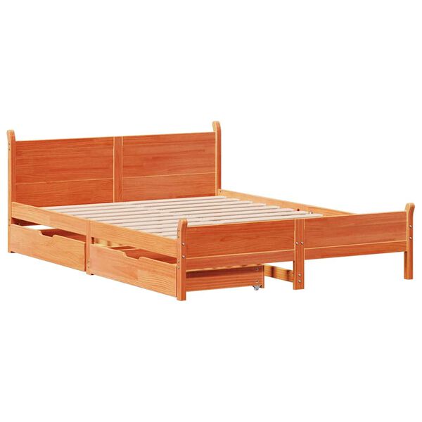 vidaXL Cadre de lit sans matelas cire marron 160x200cm bois pin massif