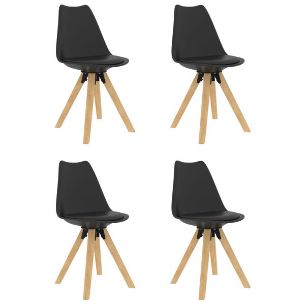 vidaXL Chaises à manger lot de 4 noir PP et bois de hêtre massif
