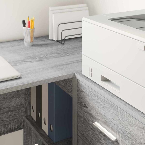 vidaXL Bureau d'angle avec tiroir Gris Sonoma 102 x 88 x 75 cm
