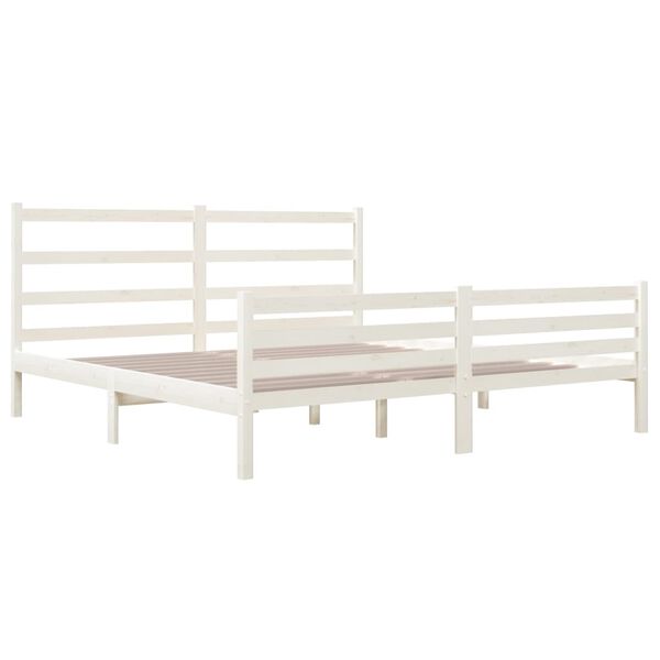 vidaXL Cadre de lit sans matelas blanc bois massif