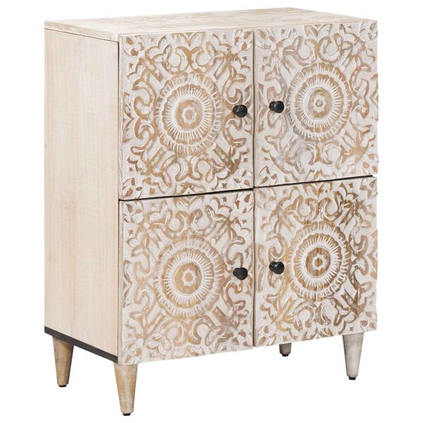 vidaXL Buffet avec porte Blanc 60 x 33,5 x 75 cm Bois de mangue massif