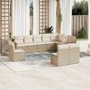 vidaXL Salon de jardin avec coussins 10 pcs beige r&eacute;sine tress&eacute;e