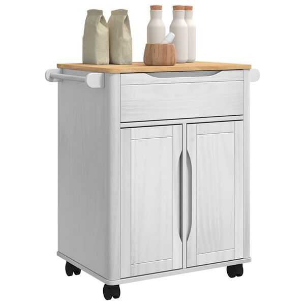 vidaXL Chariot de cuisine FLORO Blanc 72,5 x 45 x 80 cm