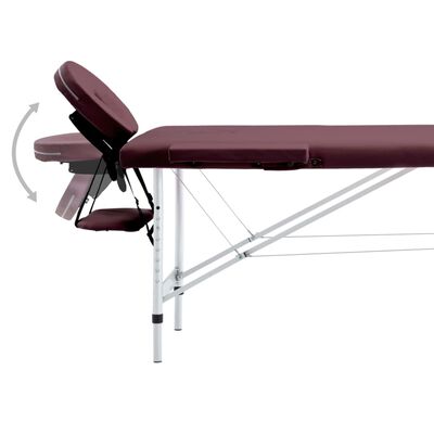 vidaXL Table de massage pliable 2 zones Aluminium Violet vin