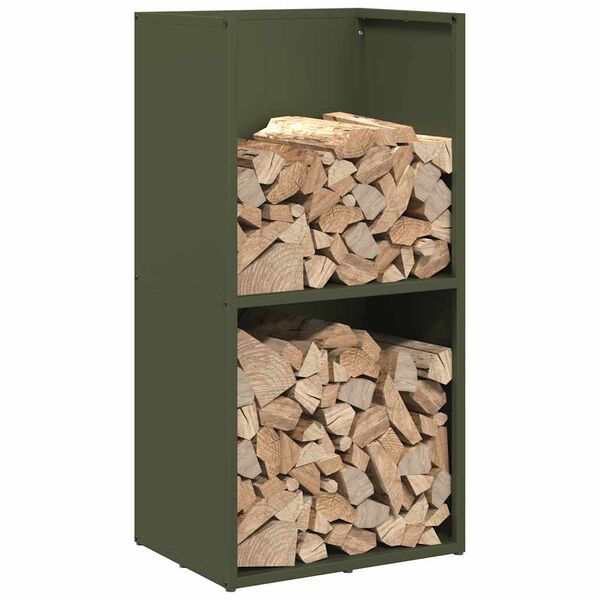 vidaXL Portant de bois chauffage vert olive 40x30x80 cm