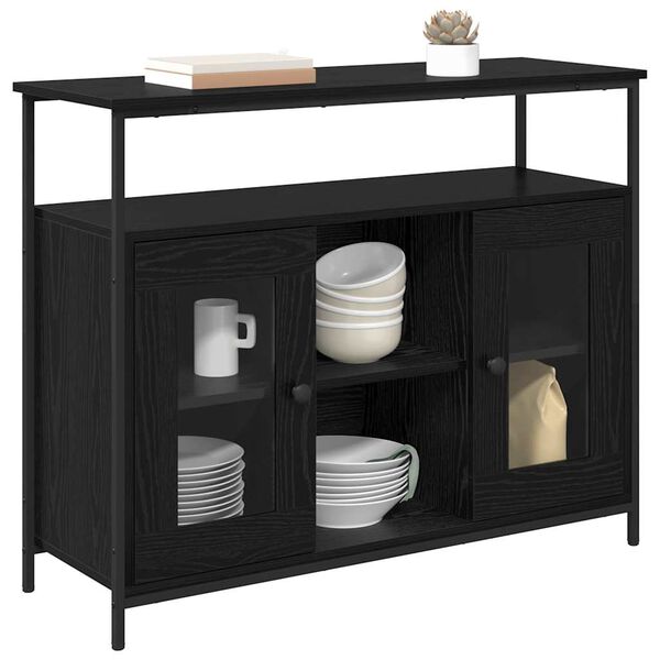 vidaXL Buffet Chêne noir 100 x 35 x 80 cm Bois d'ingénierie