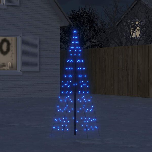 vidaXL Sapin de No&euml;l &agrave; LED sur m&acirc;t de drapeau 200 LED bleu 180 cm