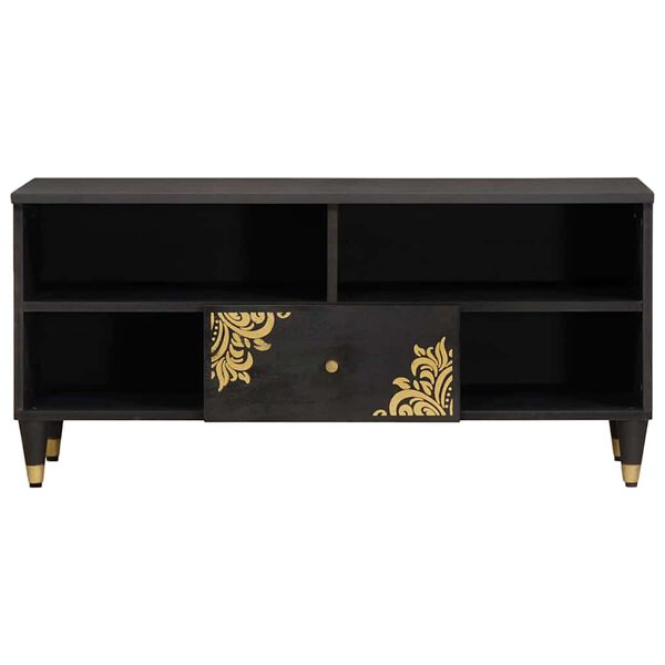vidaXL Meuble TV Noir 100 x 33 x 46 cm Bois de mangue massif