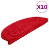 vidaXL Tapis d'escalier 10 pi&egrave;ces 65 x 21 x 4 cm Rouge Demi-rond Grand