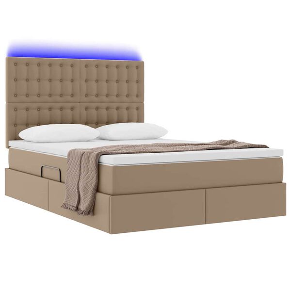 vidaXL Lit avec rangement et LED avec matelas Cappuccino 140 x 200 cm