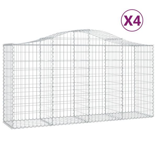 vidaXL Paniers &agrave; gabions arqu&eacute;s 4 pcs 200x50x100/120 cm fer galvanis&eacute;