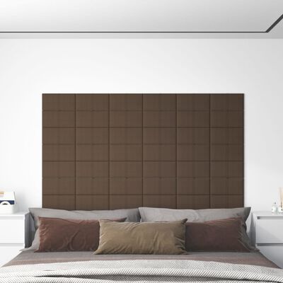 vidaXL Panneaux muraux 12 pcs Marron 30x15 cm Tissu 0,54 m²