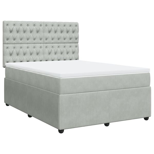 vidaXL Sommier &agrave; lattes de lit et matelas Gris clair 140x200cm Velours