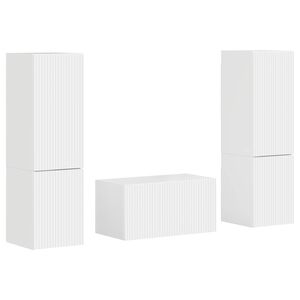 vidaXL Ensemble meuble TV 5 pcs Blanc brillant Bois d'ing&eacute;nierie