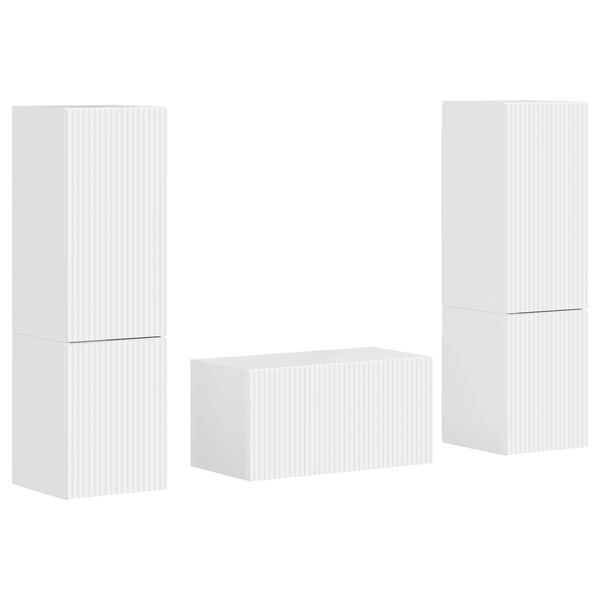 vidaXL Ensemble meuble TV 5 pcs Blanc brillant Bois d'ing&eacute;nierie