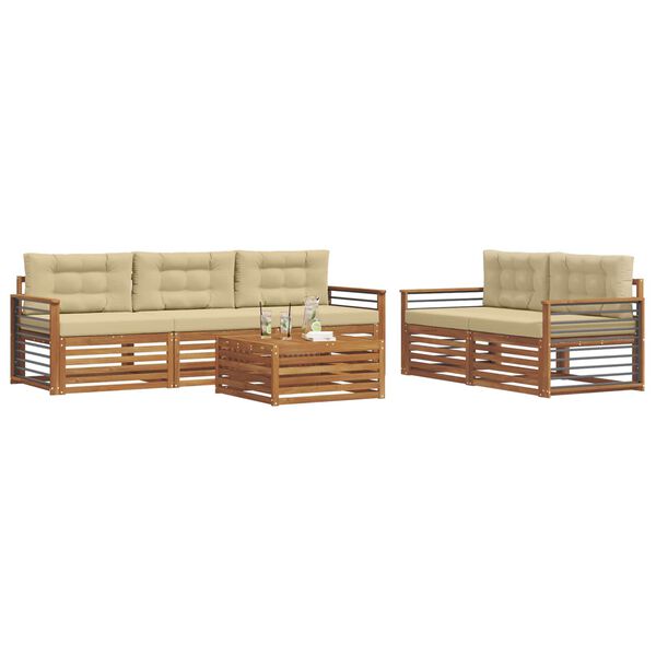 vidaXL Ensemble de canap&eacute;s d'ext&eacute;rieur 6 pcs Naturel et Beige