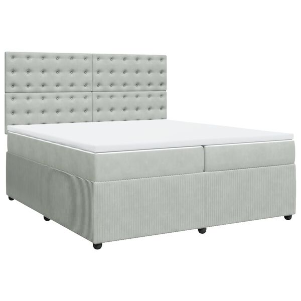 vidaXL Sommier &agrave; lattes de lit et matelas Gris clair 200x200cm Velours
