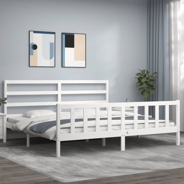 vidaXL Cadre de lit sans matelas blanc 200x200 cm bois massif de pin