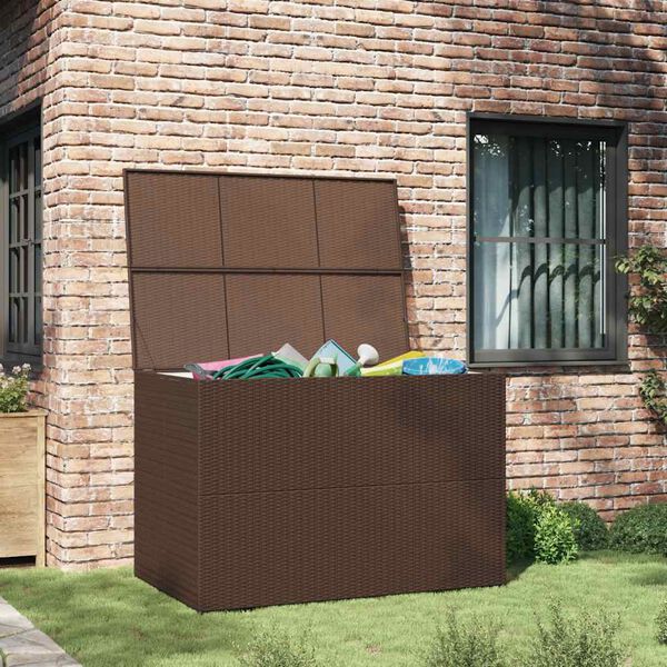 vidaXL Boîte de stockage de jardin marron 150x100x100cm Résine tressée