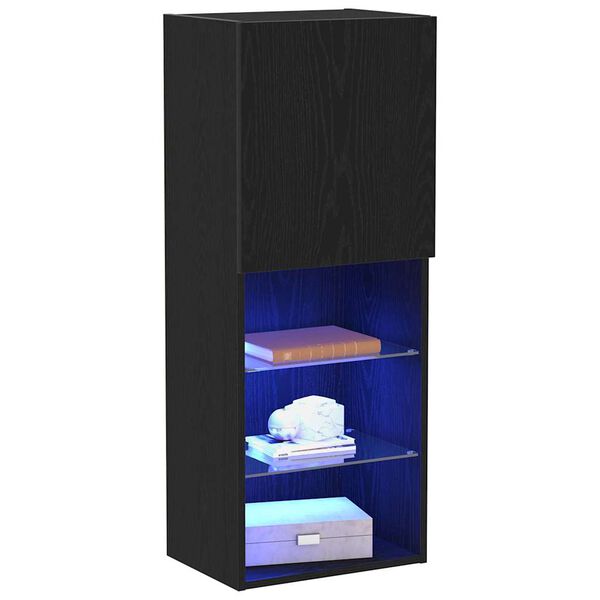 vidaXL Ensemble meuble TV Montage mural Ch&ecirc;ne noir 40,5 x 30 x 102 cm