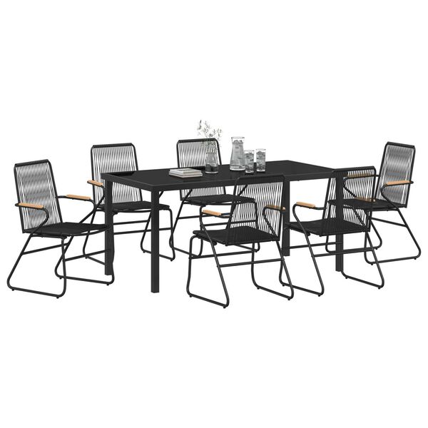 vidaXL Ensemble de salle à manger pour jardin 7 pcs Noir