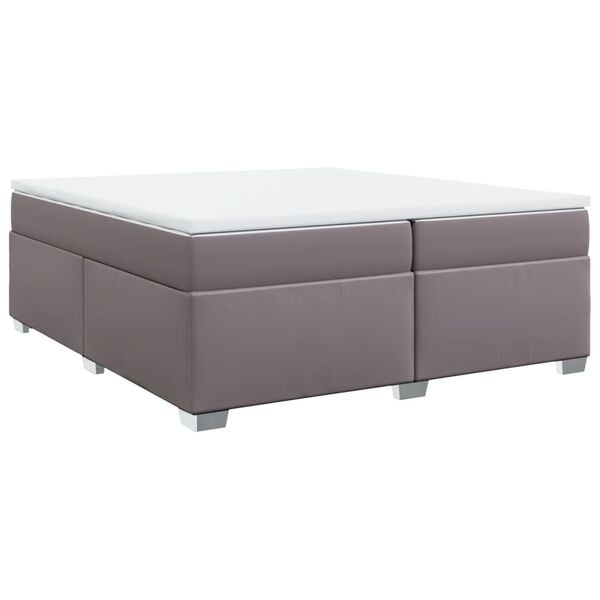 vidaXL Sommier &agrave; lattes de lit avec matelas Gris 200x200 cm Similicuir
