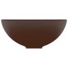 vidaXL Lavabo rond salle de bain Marron foncé mat 32,5x14 cm Céramique
