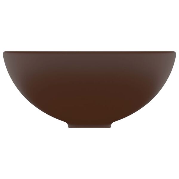 vidaXL Lavabo rond salle de bain Marron foncé mat 32,5x14 cm Céramique