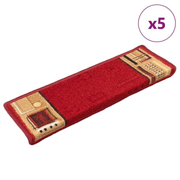 vidaXL Tapis d'escalier autoadh&eacute;sifs 5 pcs 65x21x4 cm Rouge