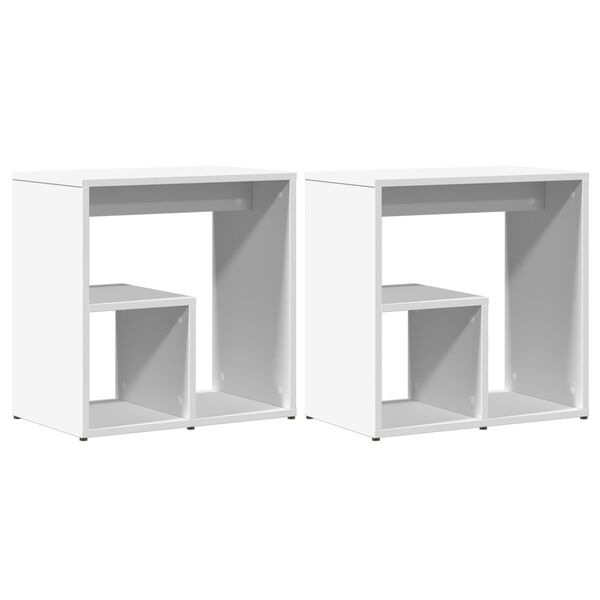 vidaXL Tables d'appoint 2 pcs blanc 50x30x50 cm bois d’ingénierie