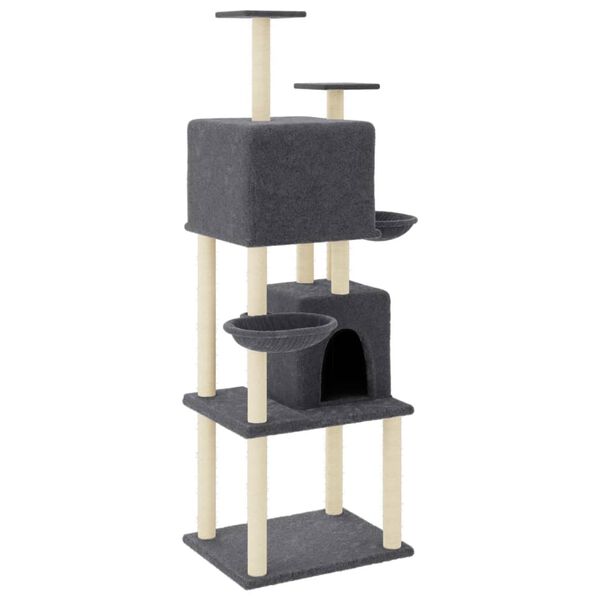 vidaXL Arbre à chat avec griffoirs en sisal Gris foncé 180 cm