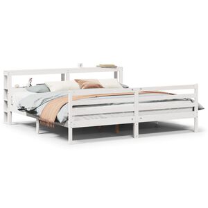 vidaXL Cadre de lit avec t&ecirc;te de lit sans matelas blanc 200x200 cm