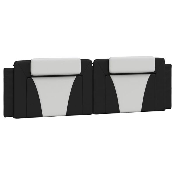 vidaXL Coussin de t&ecirc;te de lit Viana noir et blanc 180 cm similicuir