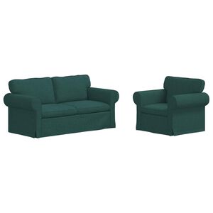 vidaXL Ensemble de Canap&eacute;s 2 pc Vert fonc&eacute; tissu