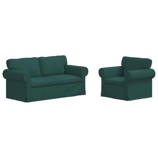 vidaXL Canap&eacute; 2 pcs Vert fonc&eacute; 175 x 82 x 80 cm tissu