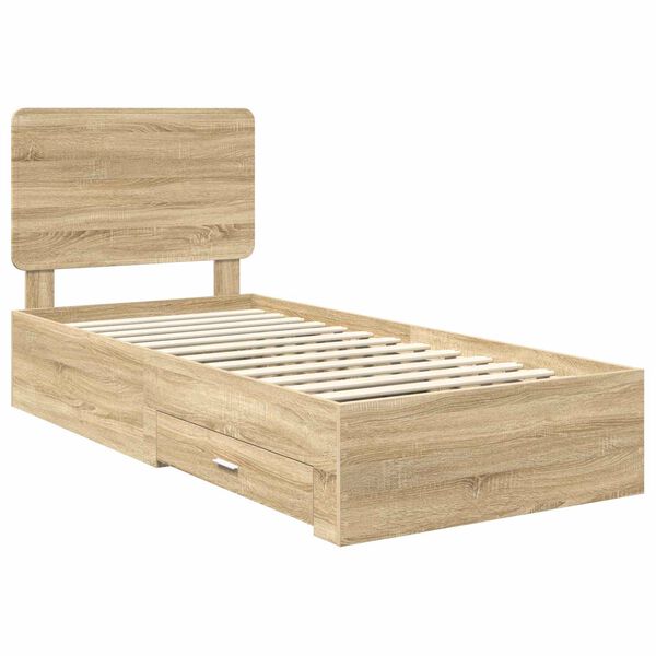 vidaXL Cadre de lit Ch&ecirc;ne Sonoma 75 x 190 cm Bois d'ing&eacute;nierie