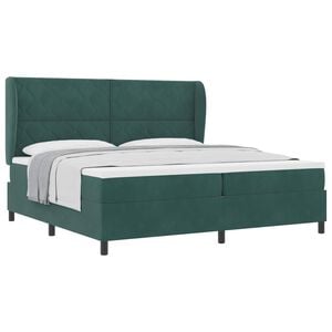 vidaXL Lit &agrave; ressorts avec matelas Vert fonc&eacute; 200 x 200 cm Polyester