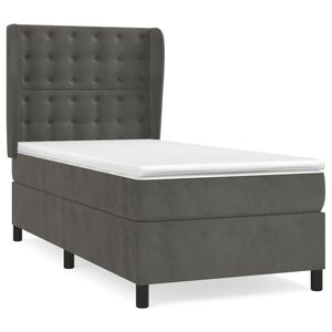 vidaXL Sommier &agrave; lattes de lit et matelas Gris fonc&eacute; 80x200 cm Velours